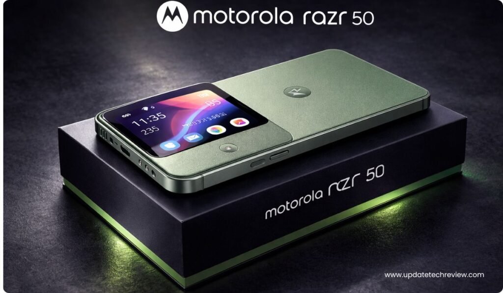 motorola-razr-50-review-english, Motorola Razr 50 Flip Phone Front View, Motorola Razr 50 Folded Image, Motorola Razr 50 Camera Sample Photo, Motorola Razr 50 Cover Screen View, Motorola Razr 50 Hand Holding Picture, Motorola Razr 50 Display Open Mode, Motorola Razr 50, Motorola Razr 50 review english, Razr 50 flip phone, Motorola Razr 50 features, Motorola Razr 50 price India, Razr 50 camera review,