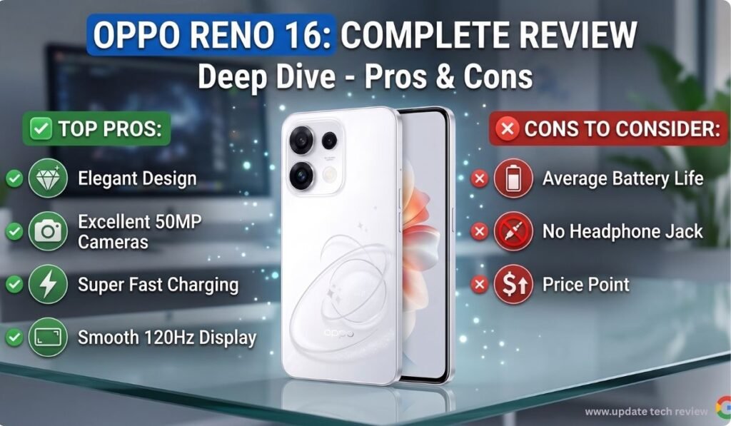 Oppo Reno 16 Pros and Cons, oppo reno 16 pros cons, oppo reno 16 review, oppo reno 16 camera test, oppo reno 16 battery life, oppo reno 16 price in india, oppo reno 16 vs reno 15, oppo reno 16 gaming performance, oppo reno 16 specifications, oppo reno 16 worth buying, oppo reno 16 problems,