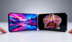iPhone vs Samsung Display, iPhone vs Samsung screen, Super Retina vs AMOLED, iPhone display quality, Samsung display brightness, iPhone vs Samsung color accuracy, best smartphone display, iPhone OLED vs Samsung OLED, Samsung Dynamic AMOLED, iPhone ProMotion display.